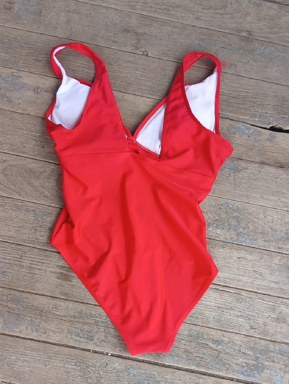 Like New Red Flower Accent  One-Piece Swimsuit - Picture 3 of 5